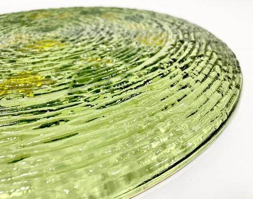 Vtg Culver Gold Yellow Green TULIPS Rib Glass LARGE Serving Platter Plate 14" - Picture 19 of 19