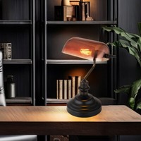 Tischleuchte Bankerlampe Leseleuchte Schreibtischlampe Glas Kupferfarben H 36 Cm
