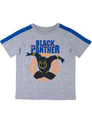 Marvel Toddler Boys Gray Black Panther T-Shirt Superhero Tee