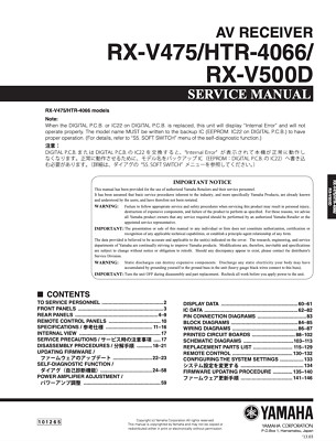 Yamaha RX-V475 HTR-4066 RX-V500D Serviceanleitung