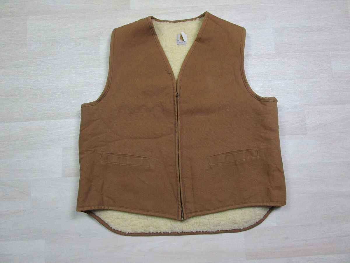 トップス mooo00s' Carhartt duck vest vintage Vintage Carhartt 6SV Sherpa Lined Heavy Brown Duck Canvas