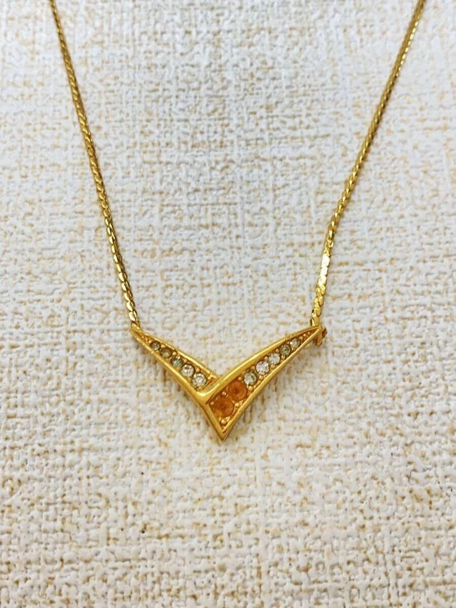 Christian Dior collane donna catene accessori strass oro top