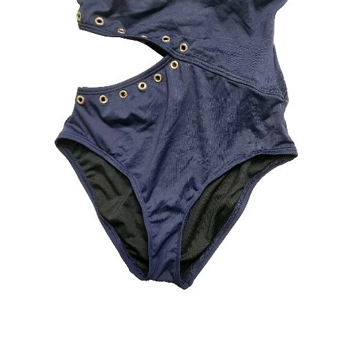 Traje de baño Michael Michael Kors para mujer azul marino con ojal recortado de una pieza-talla XS Foto 3 de 4