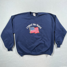 VTG United We Stand USA Flag Graphic Patriotic Sweatshirt Embroidered We Stand