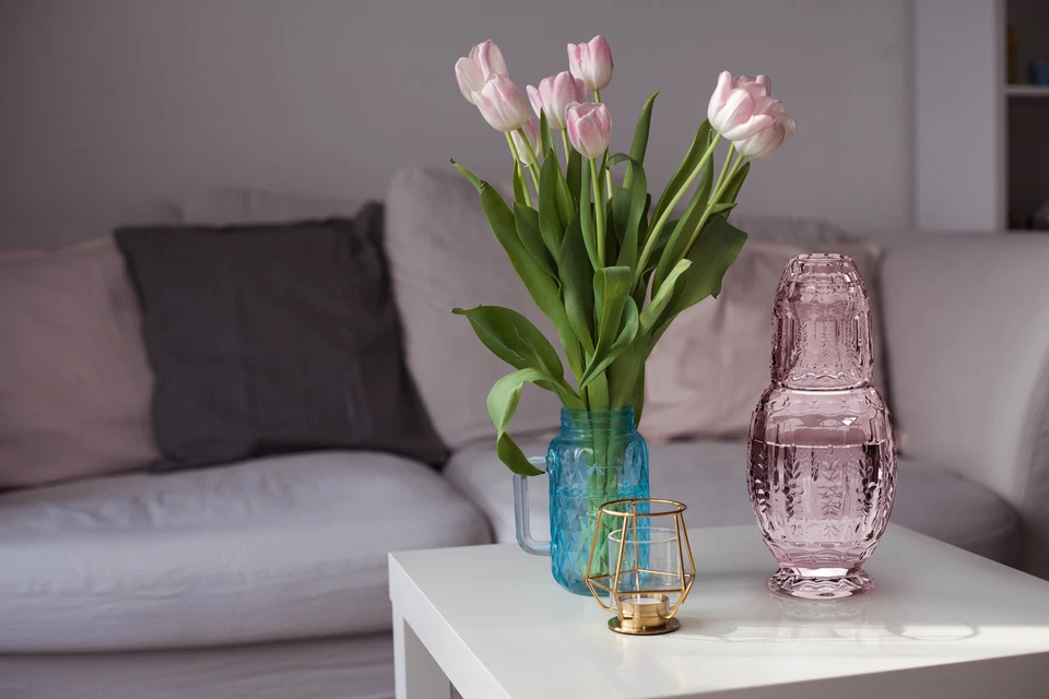 Zanzer Pink/Purple Vintage Bedside Night Carafe Set with Glass Tumbler - Image 4 of 4