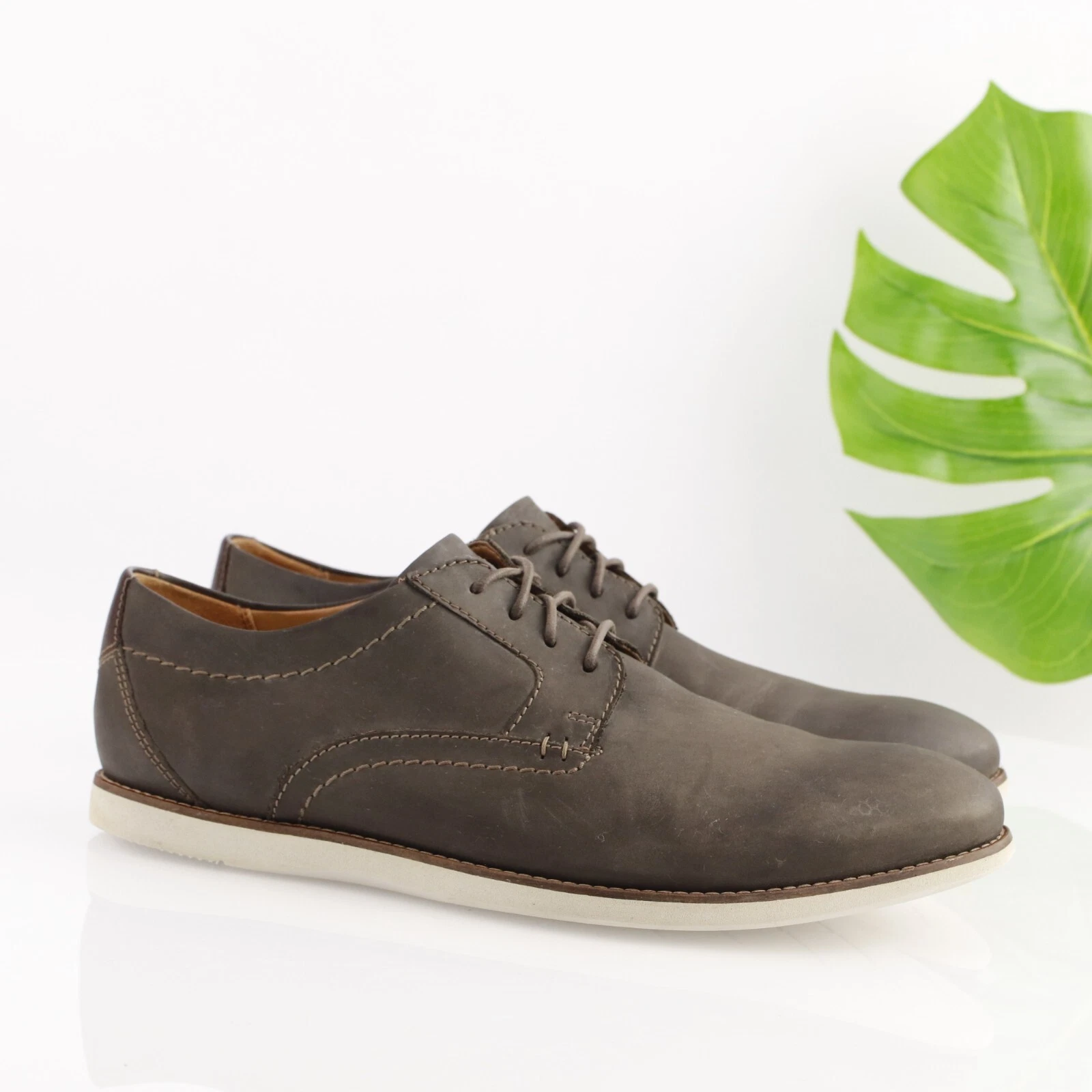 Scarpa stringata casual Clarks uomo Raharto Oxford taglia 12 M pelle marrone punta liscia