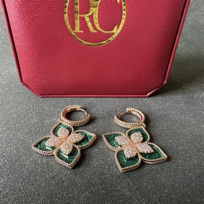Roberto Coin Venetian Princess 18K Gold Malachite & Diamond Drop Earrings