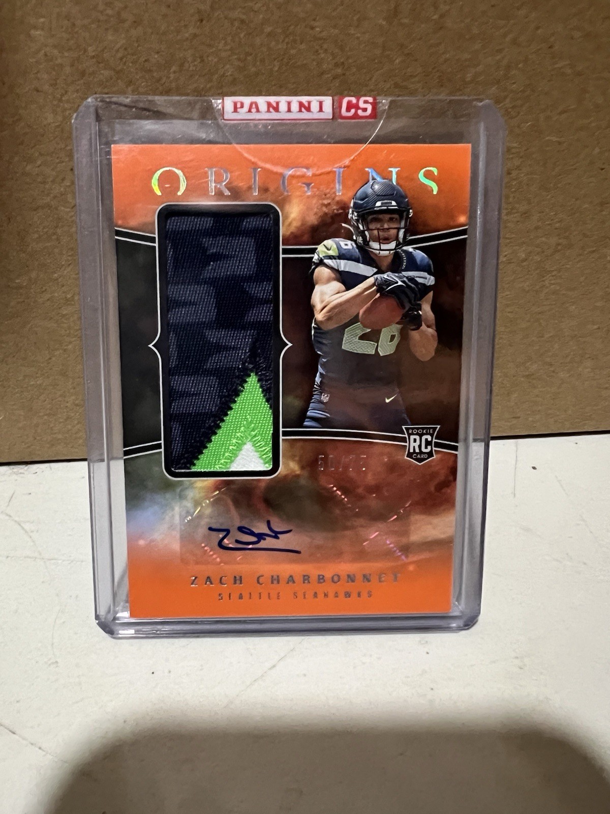 Zach Charbonnet Panini Origins Rookie Jumbo Jersey Autographs #RJJAZC Orange
