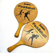2 Vintage Wooden Paddleball Racquets Franklin