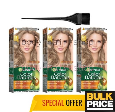 Garnier Color Naturals 8.1 Hell Aschblond Haarfarbe Creme Eleganter Ton 3er Pack