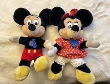 Disney Mickey Mouse Minnie Mouse Plush Stuffed Doll Set 12 in Vintage - as is