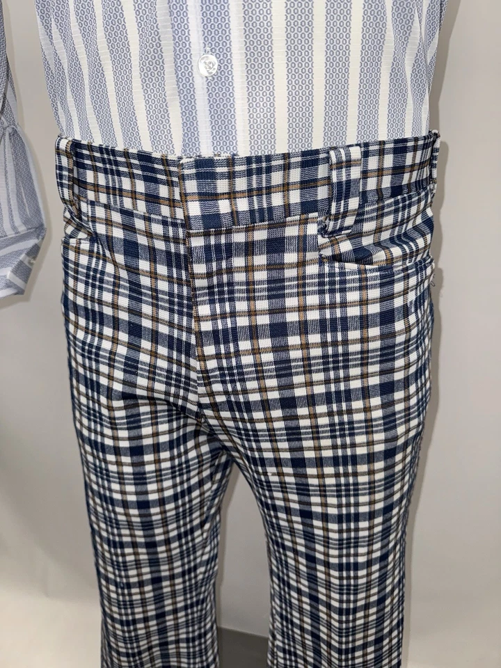 Vintage Levi's Bell Bottom Pants Mens 32 32 Plaid Polyester Mod Disco Levis 70s - Image 4 of 4