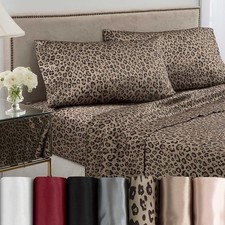 Satin Bed Sheet Set 4-Piece Silky Soft Sateen Bedding Hypoallergenic Easy Care