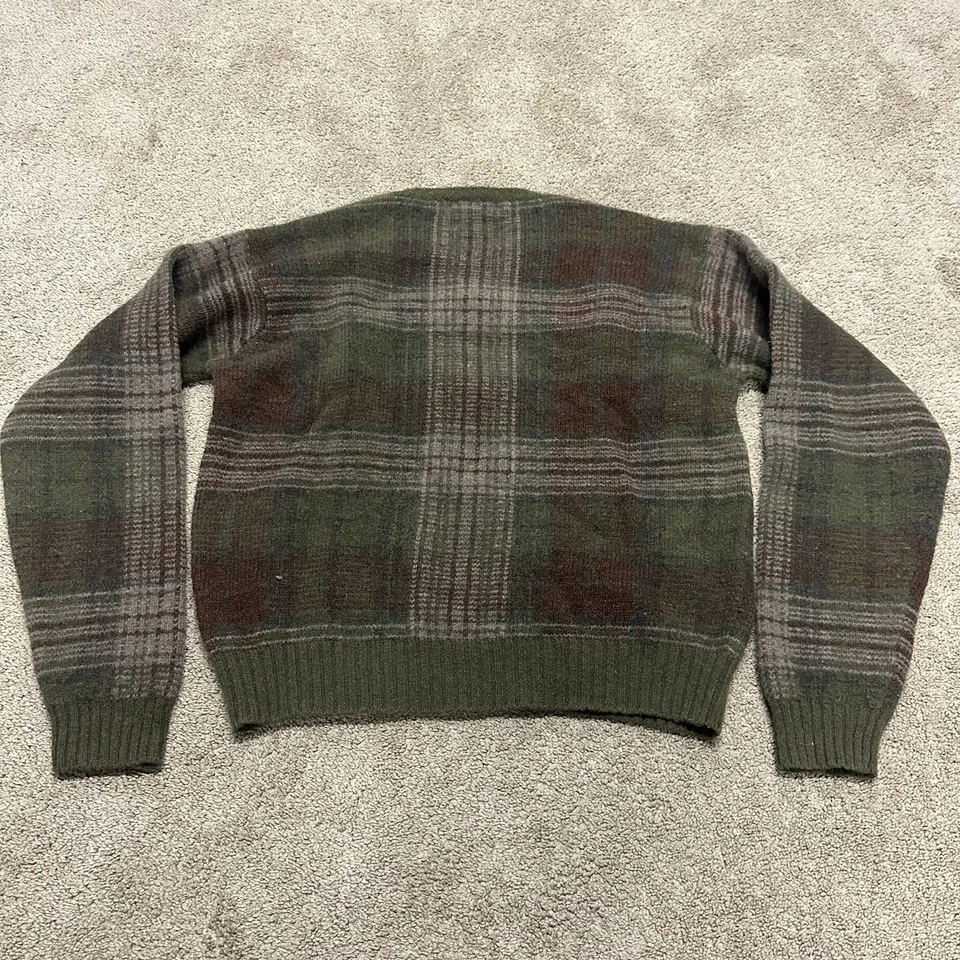 Suéter Polo Ralph Lauren Vintage Años 80 L Lana Verde Lana de Cordero Cuadros Núcleo de Cabina Foto 2 de 4
