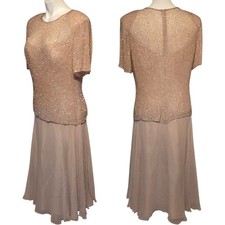 Montage By Mon Chiri Mother Of The Bride Semi Formal Dress Sz 16 Beige Champagne