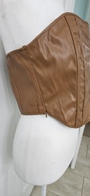 HYFVE Faux Leather Brown Strapless Corset  Bustier Top Size Large NWT  (27)