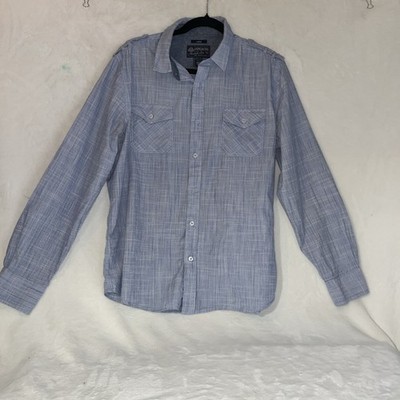 American Rag CIE  Men s Blue Button Up Shirt Size Large Front Pockets Cotton