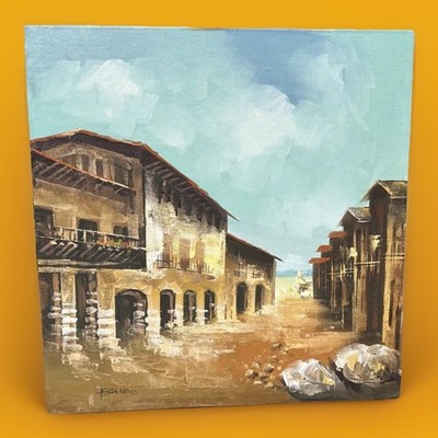 Baird Southwestern Architecture Painting 24'' Mission Cowboy Wild West Landscape