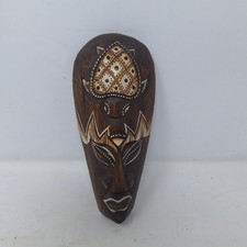 African Traditional Wooden Wall Mask Hand Carved Turtle Tiki Hanging Decoration