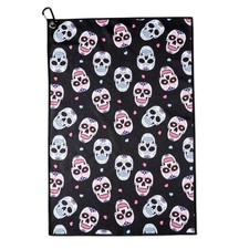 CybGene Sugar Skull Gifts Golf Towel, Gifts, 40 x 60cm Black
