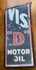 RARE Vintage Original ISO=VIS Anti-Sludge "D" Motor Oil Porcelain Sign