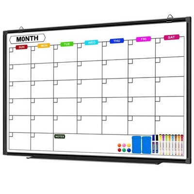 Dry Erase Calendar Whiteboard for Wall 36'' x 24'', Magnetic Monthly White Boar...