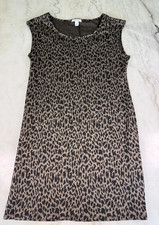 Nine West Dress Medium Brown Black Animal Print Soft Knit Stretch