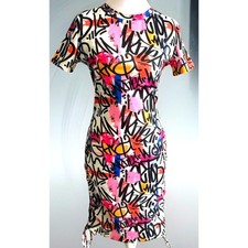 Artsy Bodycon dress graffiti print Colorful Pop Art Deco Party Retro 80s Miami S