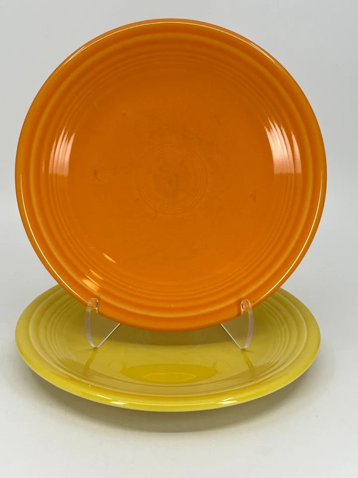 Set of 2 Fiestaware Fiesta Salad Dessert Plates TANGERINE SUNFLOWER 7.25"D Bread - Image 2 of 4