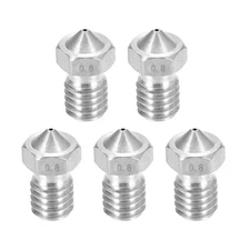 0.8mm 3D Printer Nozzle, Fit for V6, for 1.75mm Filament Stainless Steel 5pcs