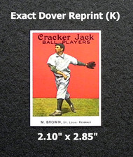 MORDECAI BROWN 1977 Dover Reprint of Cracker Jack Card #32 _ Exact Card (K)