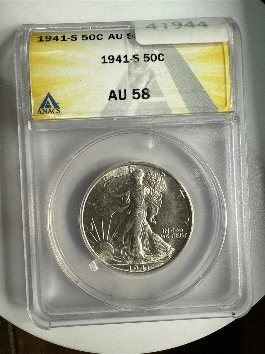 AU 58 Graded 1941 Year Liberty Walking Half Dollars (1916-1947