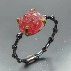 Flower gem Natural Tourmaline Ring 925 Sterling Silver Size 8.5 /R473166