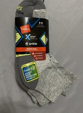 Hanes X-Temp Deadstock Ankle Socks 4 Pair Pack 2015 FreshIQ Grey Men's M-L VTG