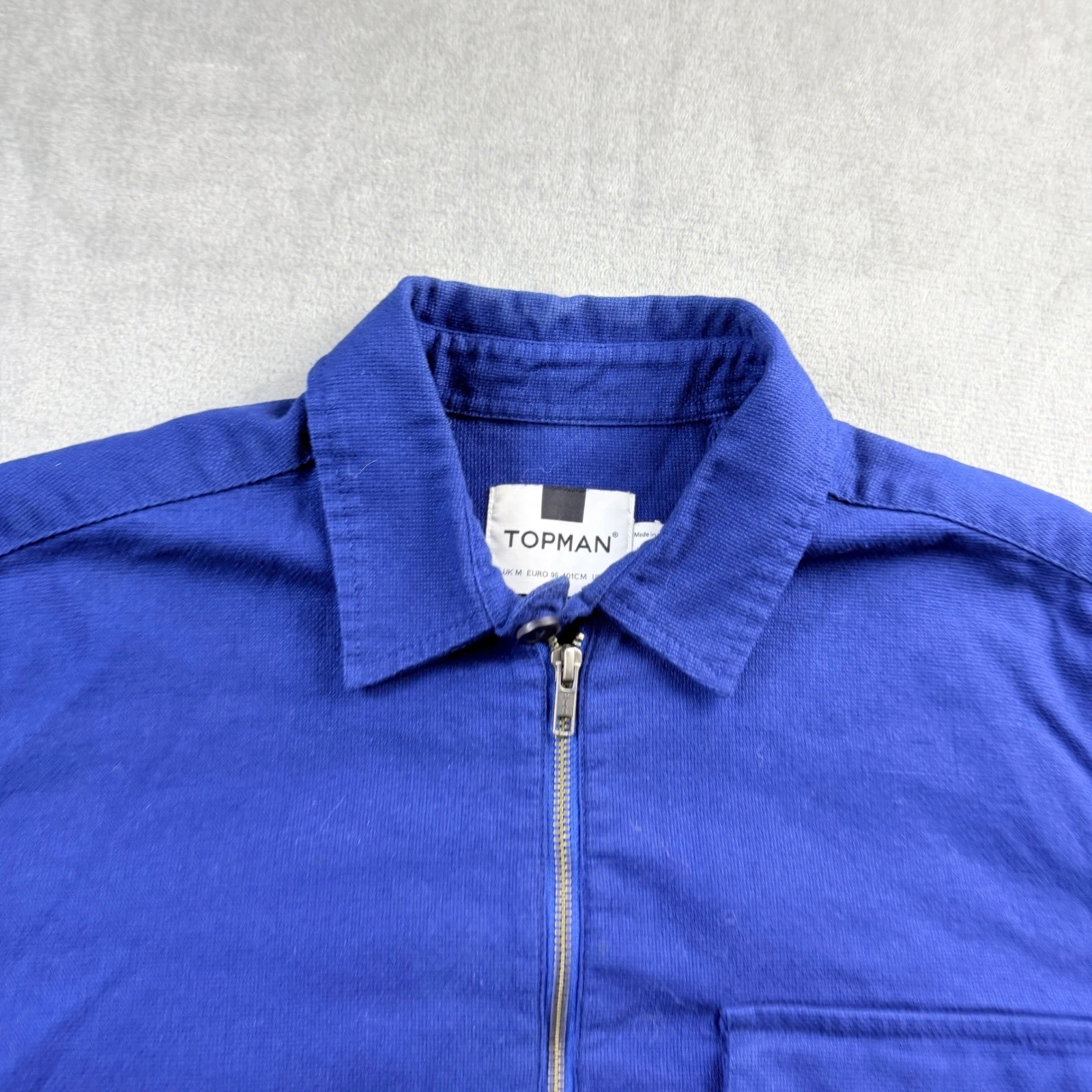Topman Mens Blue Full Zip Cotton Canvas Workwear Chore Overshirt Jacket Medium - product detail image 3
