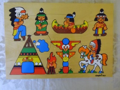 Simplex Toys Holzpuzzle Indianer Tipi Squaw Totempfahl Kanu