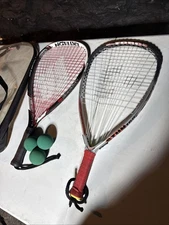 E-Force JUDGMENT Stun 160 + Ektelon Power Fan 1100 Racquetball Rackets + Case