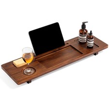 Teak Bathtub Tray for Freestanding Tubs - 29" Heavy-Duty Luxury Bath Caddy, N...