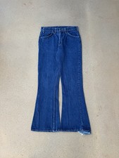 Vintage 70 s Levi s 646 Orange Tab Bellbottom Flare Faded Denim Jeans Size 29x28