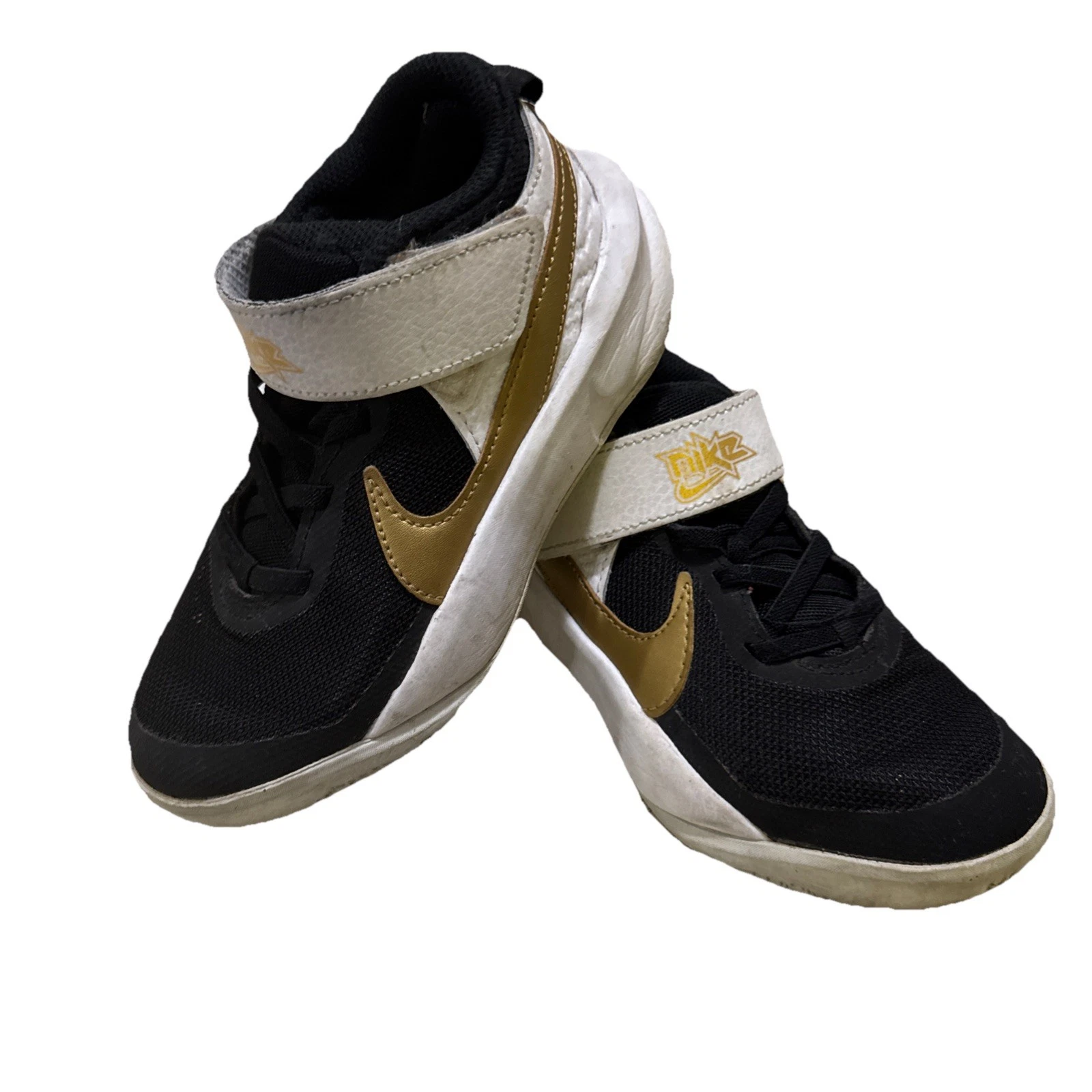 Scarpe da basket basse Nike Team Hustle bambino nere bianche oro taglia 12C