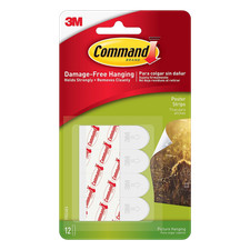Command Poster Hanging Strips, 12 Strips, White, 17024 0.75 per strip