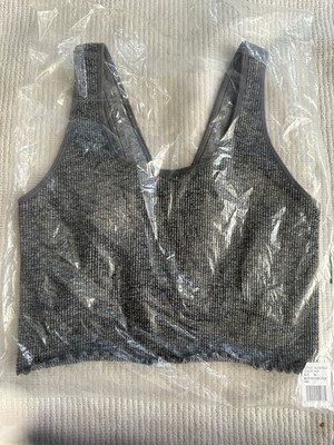 Spiritual Gangster Amor Heather Crop Tank M/L Ribbed Gray Yoga Sleeveless