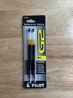 PILOT G2 Gel Ink Refills For Rolling Ball Pens, Bold Point, Black Ink, 2-Pack