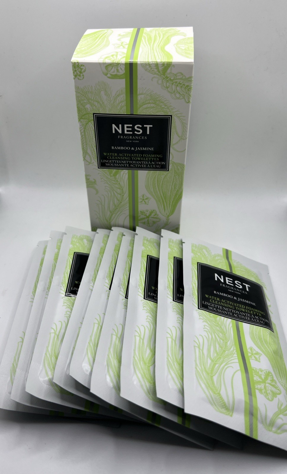 NEST FRAGRANCES Bamboo & Jasmine Towelettes Water Activated Cleansing Towelettes