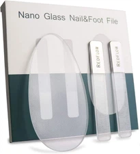 Glass Nail File,Nail Buffer Set Contains 2 Nano Glass Nail Files and 1 Nano Glas
