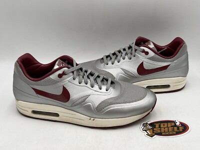 Nike Air Max 1 Hyperfuse Night Track 2014 Size 11 Authentic Rare Used Silver Red
