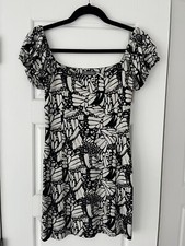 Urban Outfitters Black and White Butterfly Print Mini Dress – Size Small