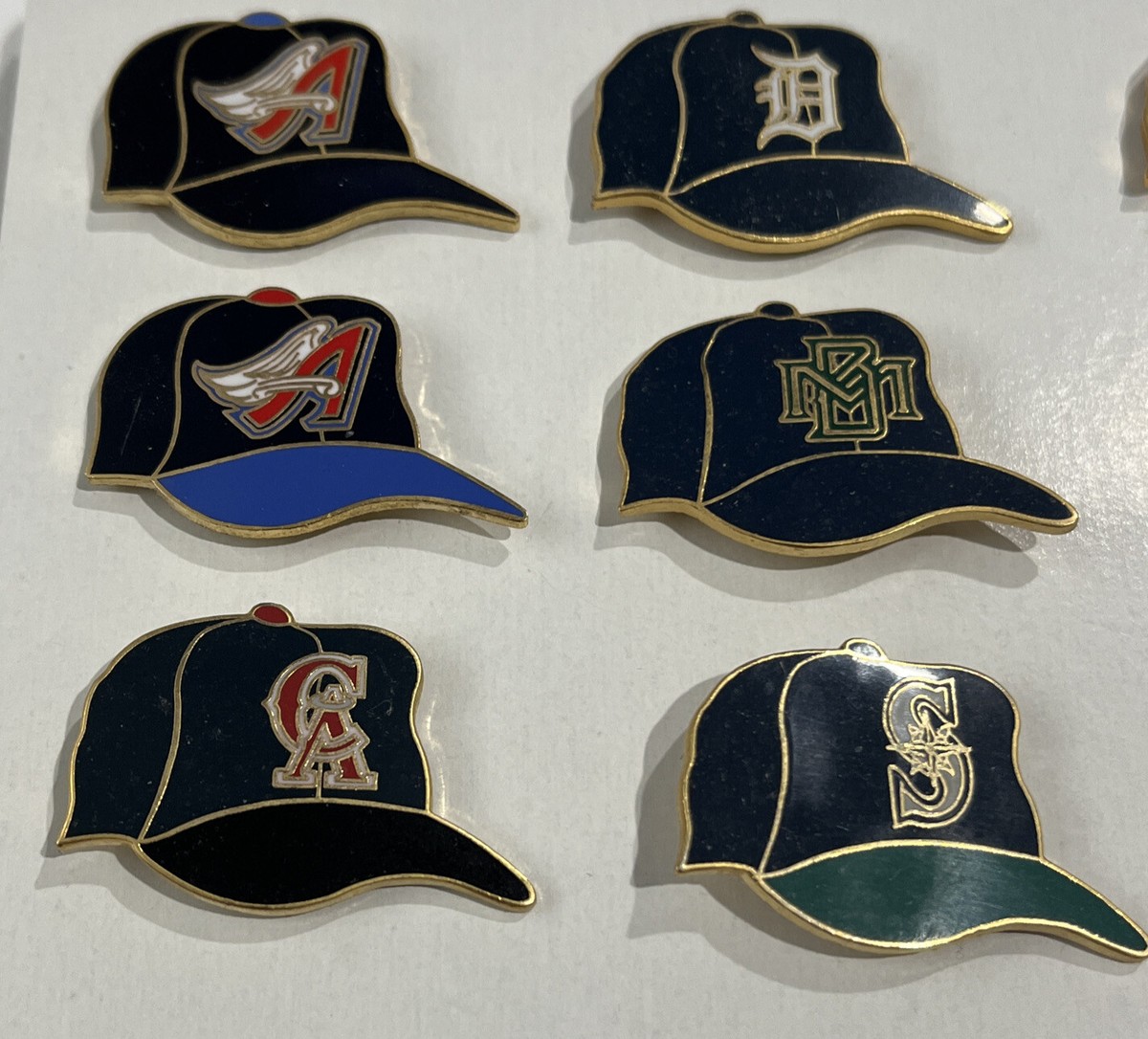 1990's Era MLB Baseball Hat Cap Team Logo Pins - Set Of 15