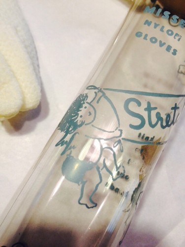 Vtg 60s Little Girl Missy Nylon Dress Gloves Org cylinder Box Tags Button Detail - Picture 4 of 8