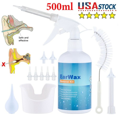 500ML Ear Wash Earwax Removal Tool Kit Ear Irrigation Washer Bottle System New - Picture 2 of 12